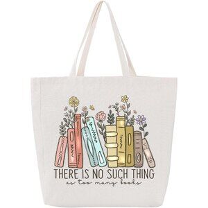 Stylish Machine Washable Canvas Tote Bag for Reading Enthusiasts - 15.5" Size